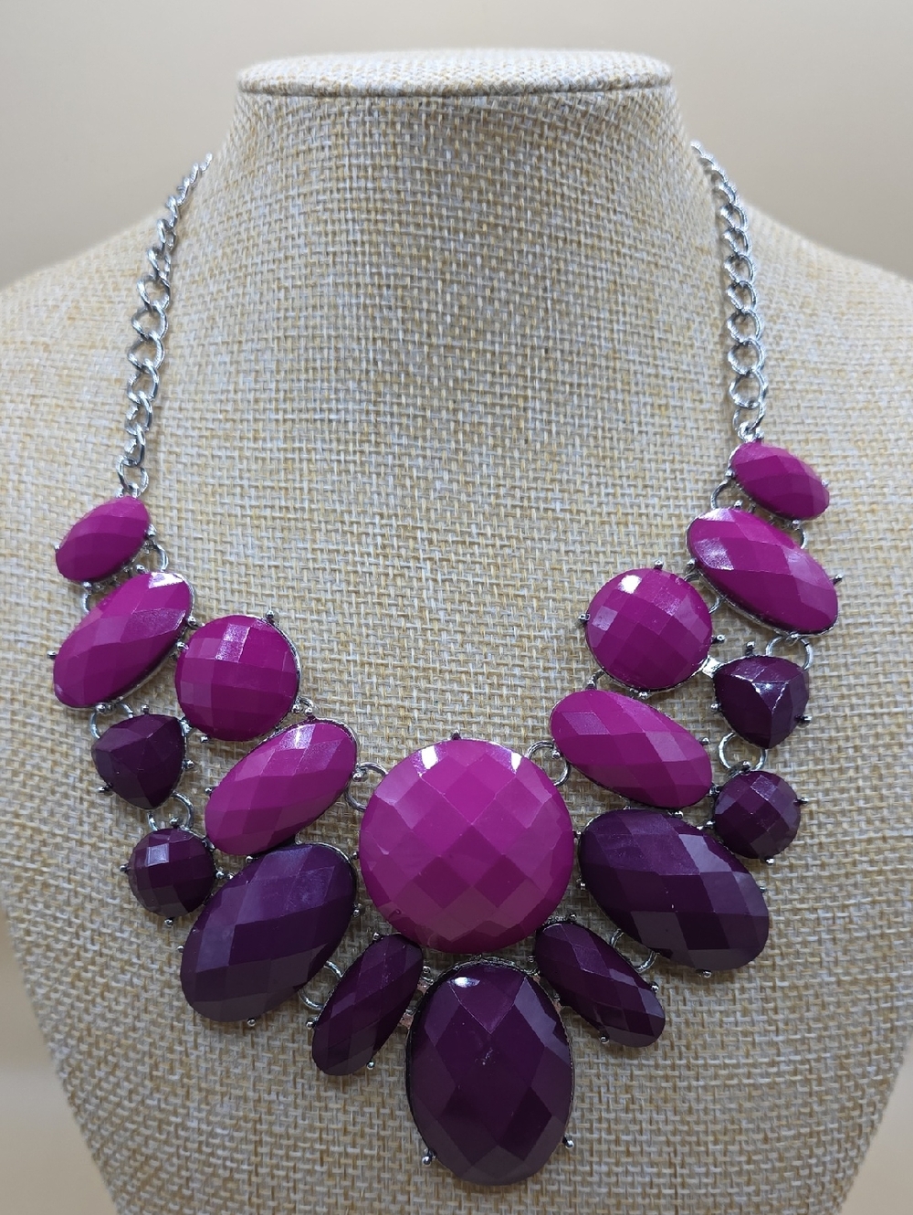 Statement Fuchsia & Plum Bib Necklace